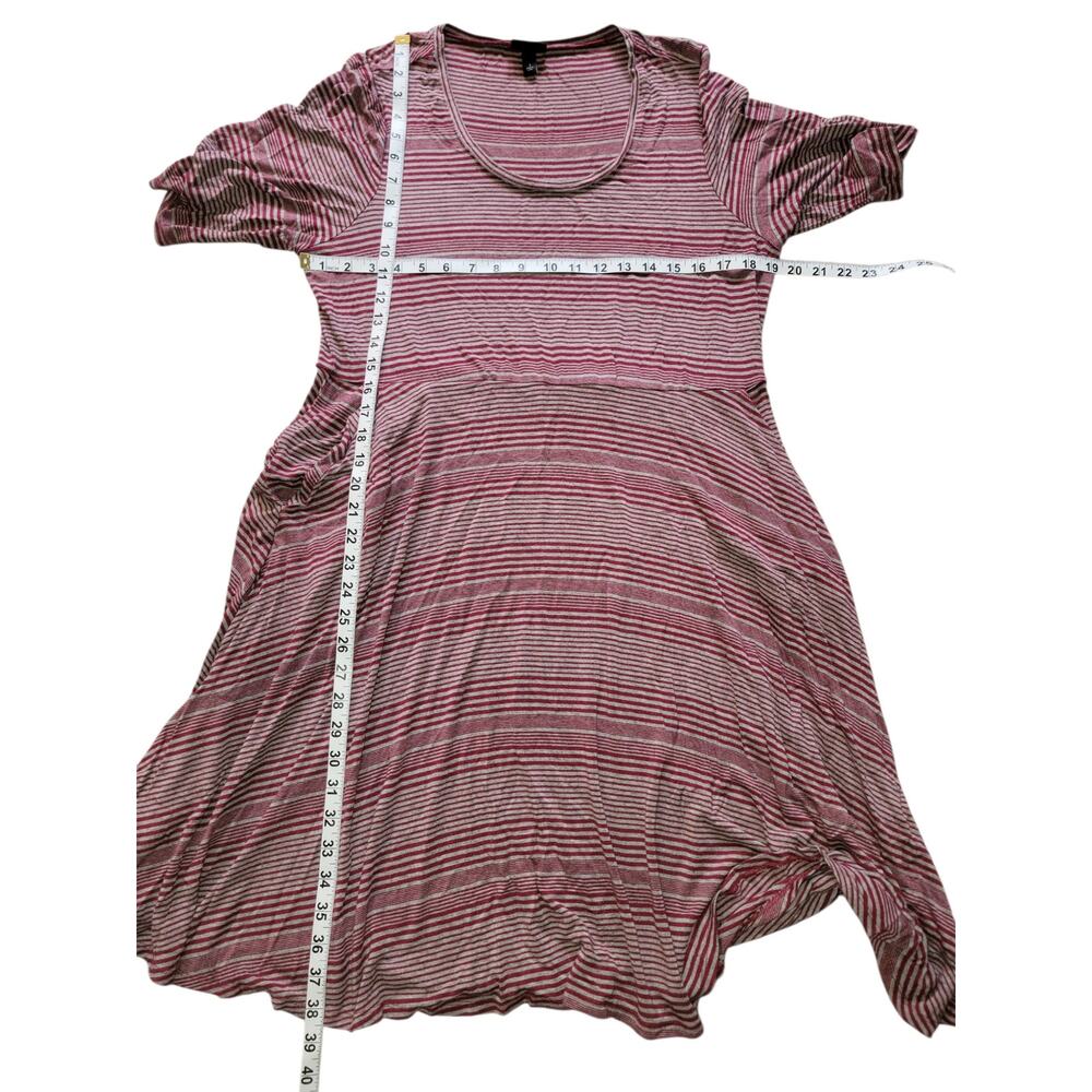 Torrid Red Wine/Heather Grey Striped Skater Dress with Pockets Short Sleeve 1/1x - Picture 4 of 5